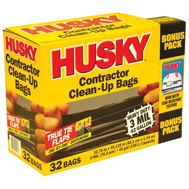 HUSKY – Contractor Clean-Up Bags – 158 L Capacity – 32 Bags – Get